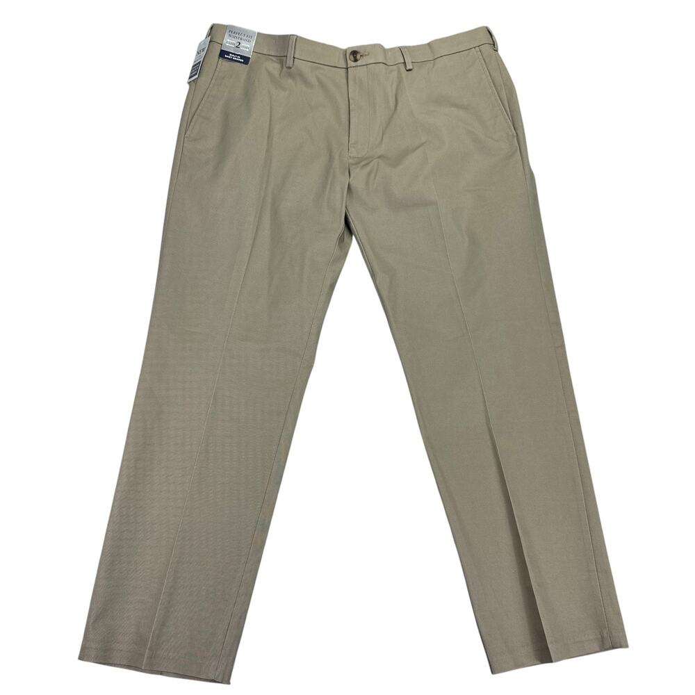 Haggar Mens Premium Iron Free Straight Fit Stretch Dress Pants Khaki 38x29